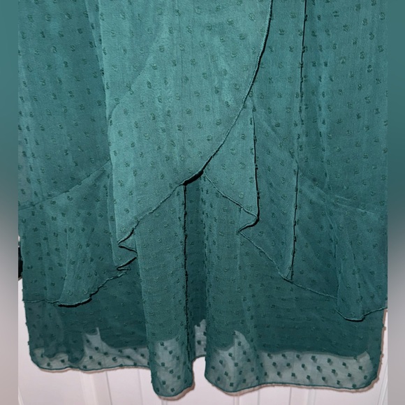 BTFBM Women Elegant Faux Wrap V-Neck
High Waist Green Dress With Swiss Dot 2XL - Picture 6 of 14